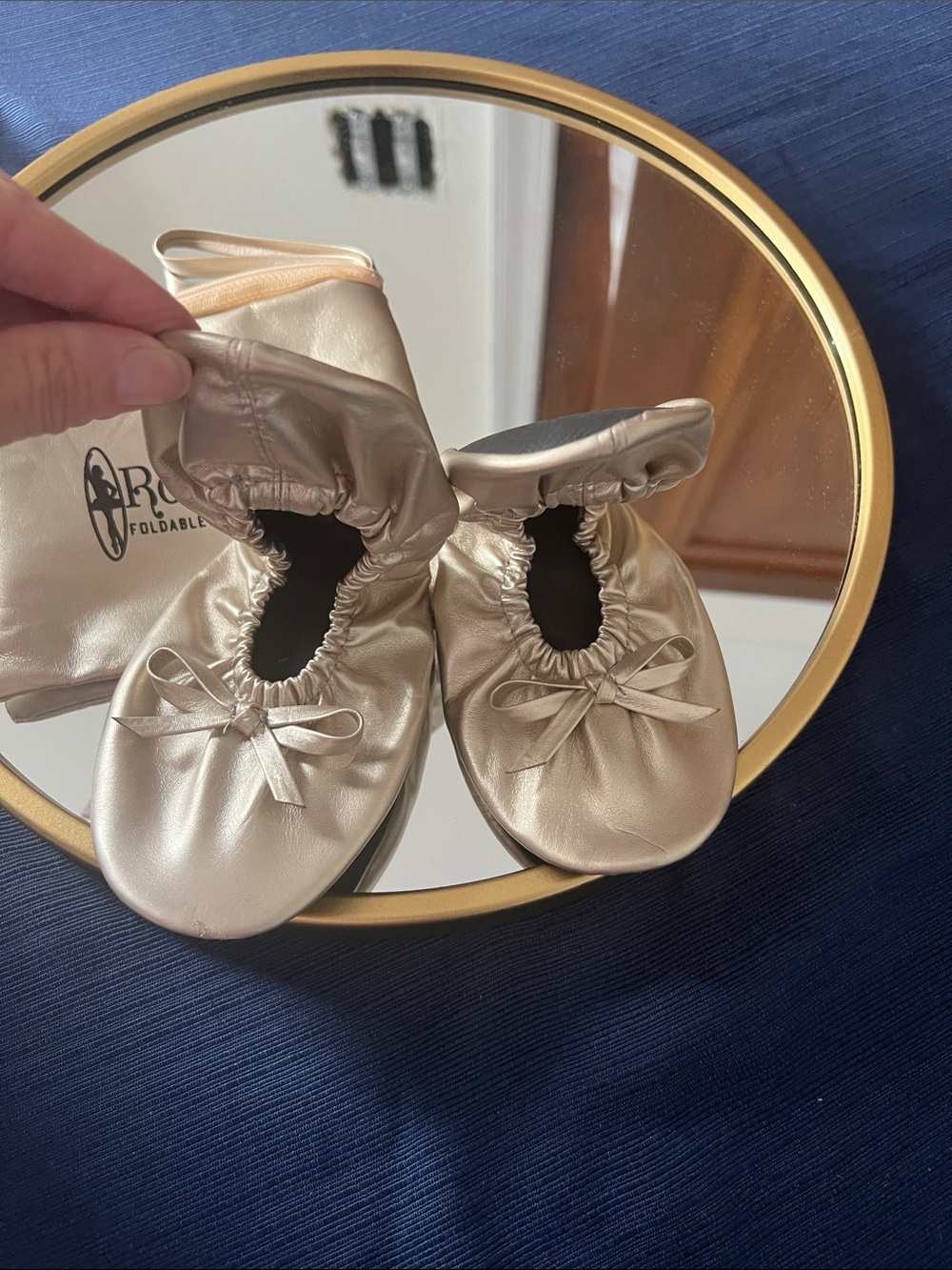 Rolly flats foldable comfortable slipper shoes gold - Picture 3 of 4